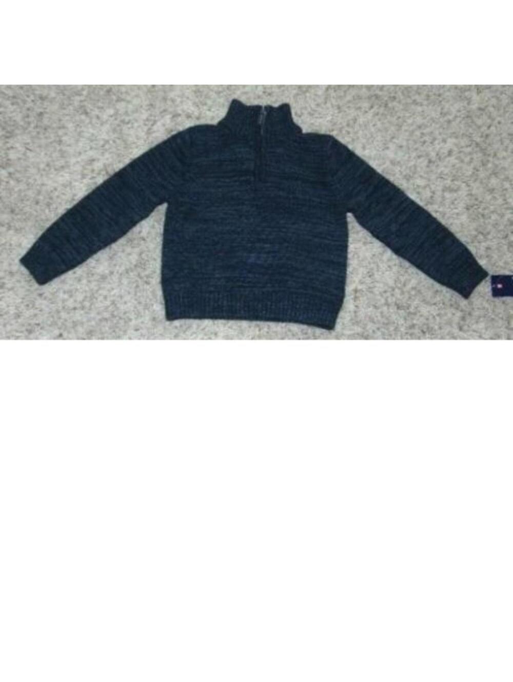 Boys Sweater Chaps 4/5 Black Marl Long Sleeve Zip Neck High Collar